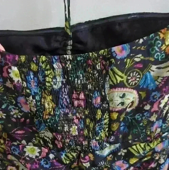 ZARA | Women's Black w/ Multicolor Floral Draped Halter Mini Dress - Picture 4 of 5